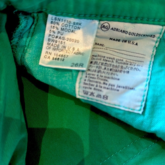 AG Adriano Goldschmied The Stilt Cigarette Leg Green Jeans Women's Size 26R - Picture 8 of 8